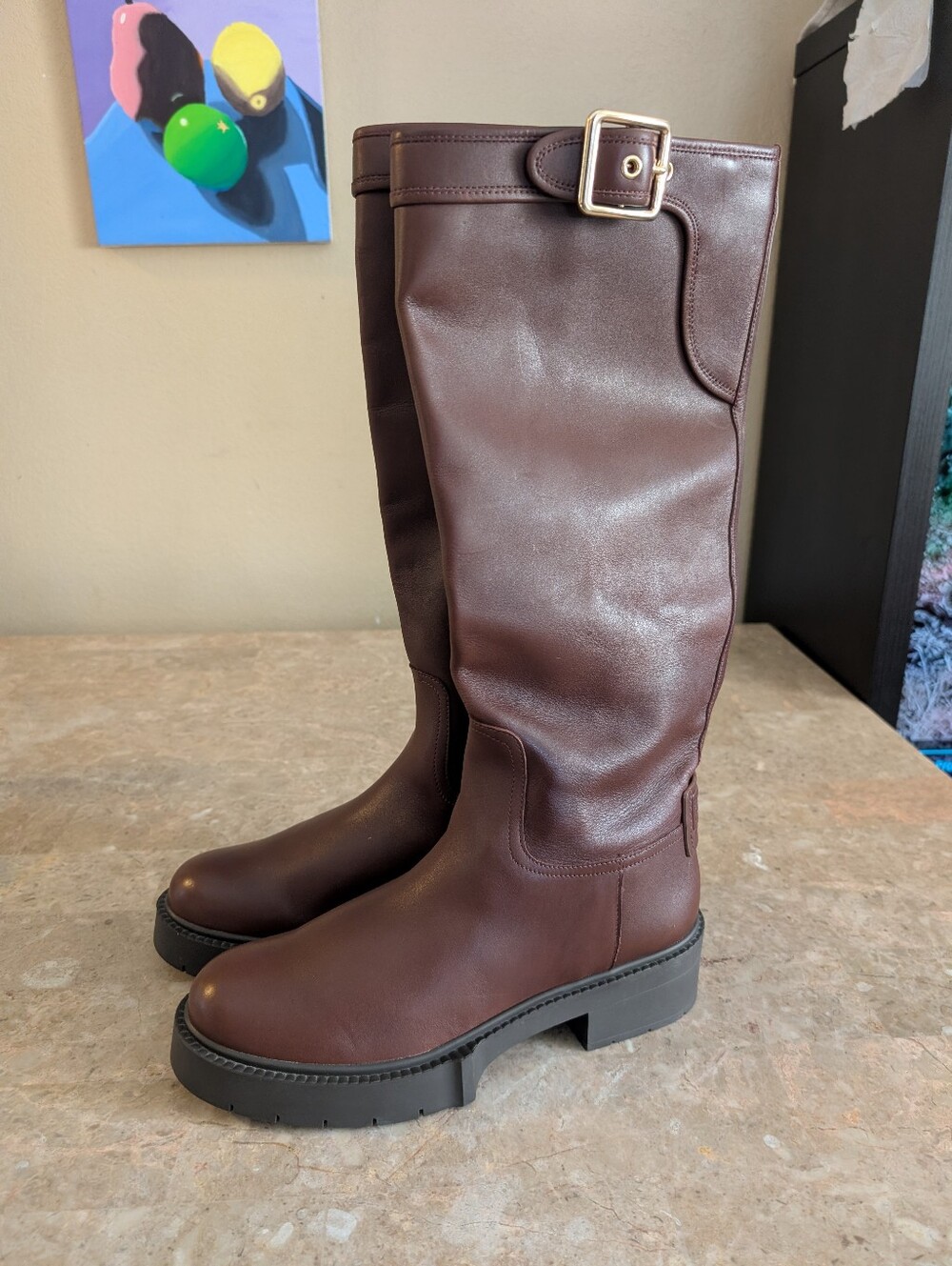 Coach Lili Buckled Leather Boots Walnut Brown #CD153 Women's Size 10B Regular - Picture 5 of 11